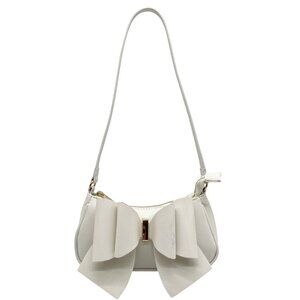 Like Dreams Off-White Bow Baguette Shoulder Bag